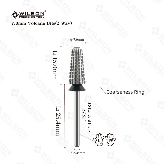 WILSON Volcano Bit 2 Way Nail Drill Bits Remove Gel Carbide Manicure Tool Hot Sale Fre Nails Prode Drill for Nails Nail Acces