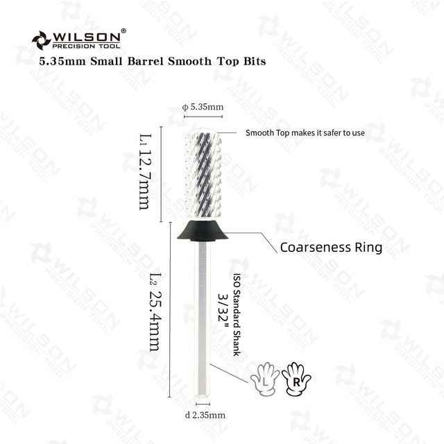 WILSON Small Barrel Smooth Top Bits-Nail drill bits Remove gel carbide Manicure tool Nail accessories