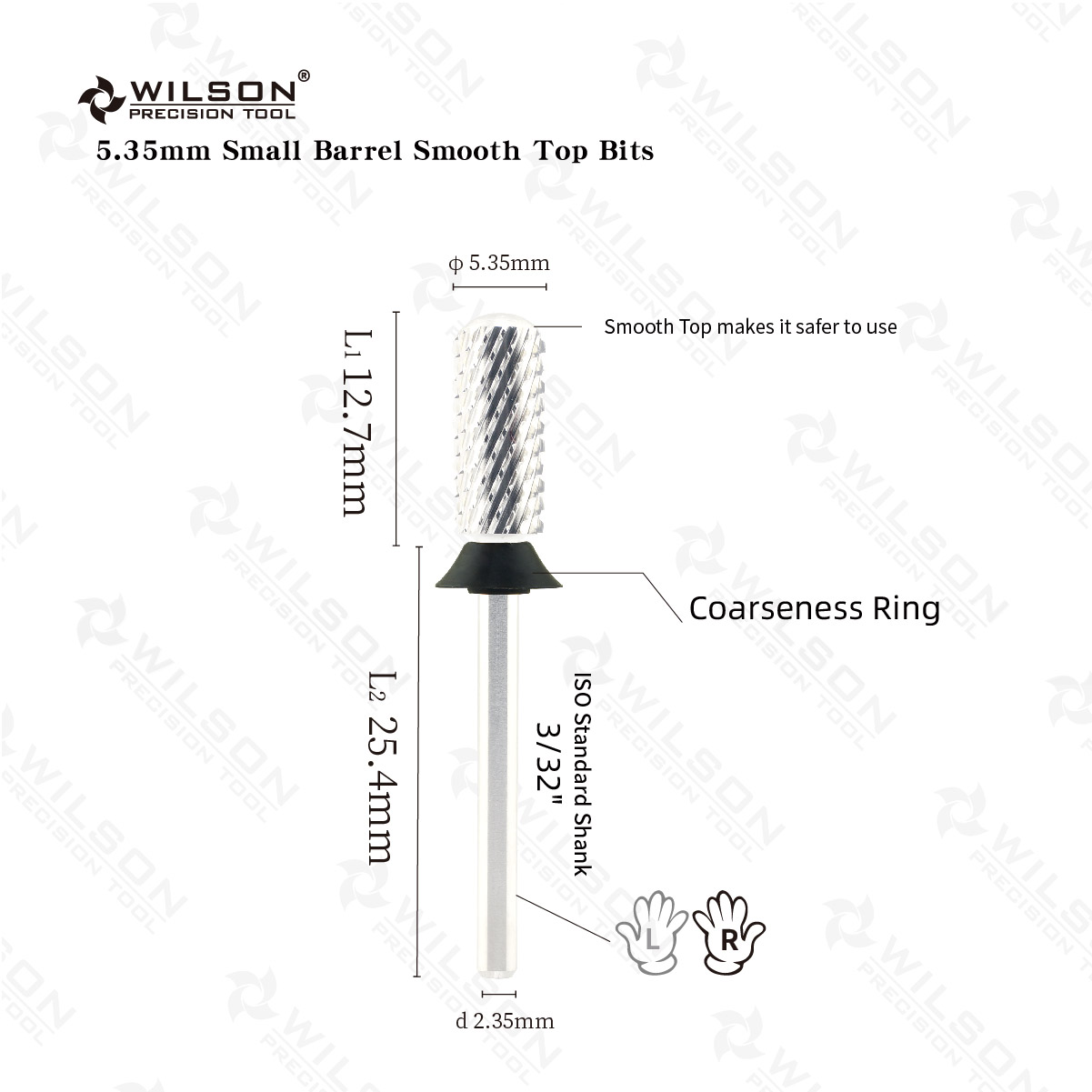 WILSON Small Barrel Smooth Top Bits-Nail drill bits Remove gel carbide Manicure tool Nail accessories
