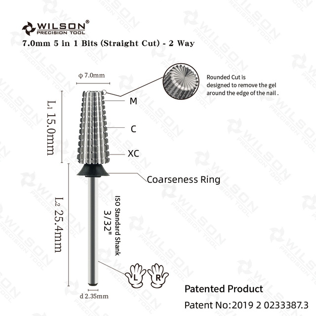 WILSON 5 in 1 Straight 2 Way Nail Bur user-friendly Nail Drill Bit Popular Polishing Carbide Nail Bit