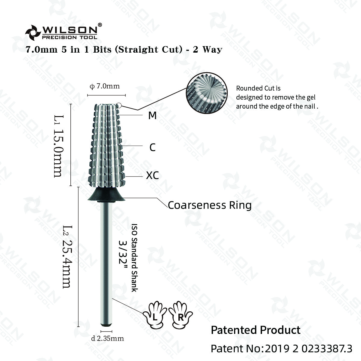 WILSON 5 in 1 Straight 2 Way Nail Bur user-friendly Nail Drill Bit Popular Polishing Carbide Nail Bit