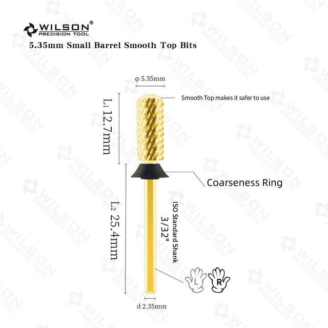 WILSON Small Barrel Smooth Top Bits-Nail drill bits Remove gel carbide Manicure tool Nail accessories Hot sale
