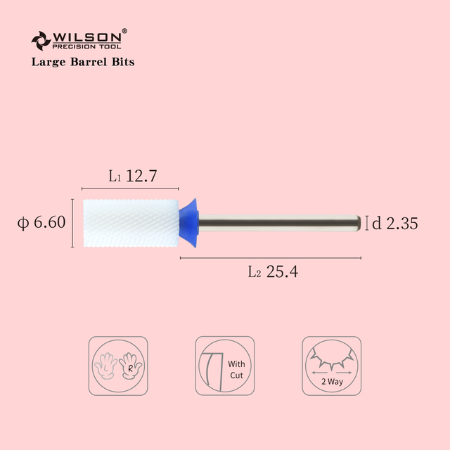  Small Barrel Bit - White - Ceramic Nail Drill Bits Electric Manicure Drill & Accessory