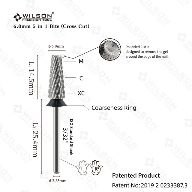 WILSON 6.0mm 5 in 1 Bits Cross Cut Nail drill bits nail tools nail lathe strawberries Manicurenail lathe strawberries