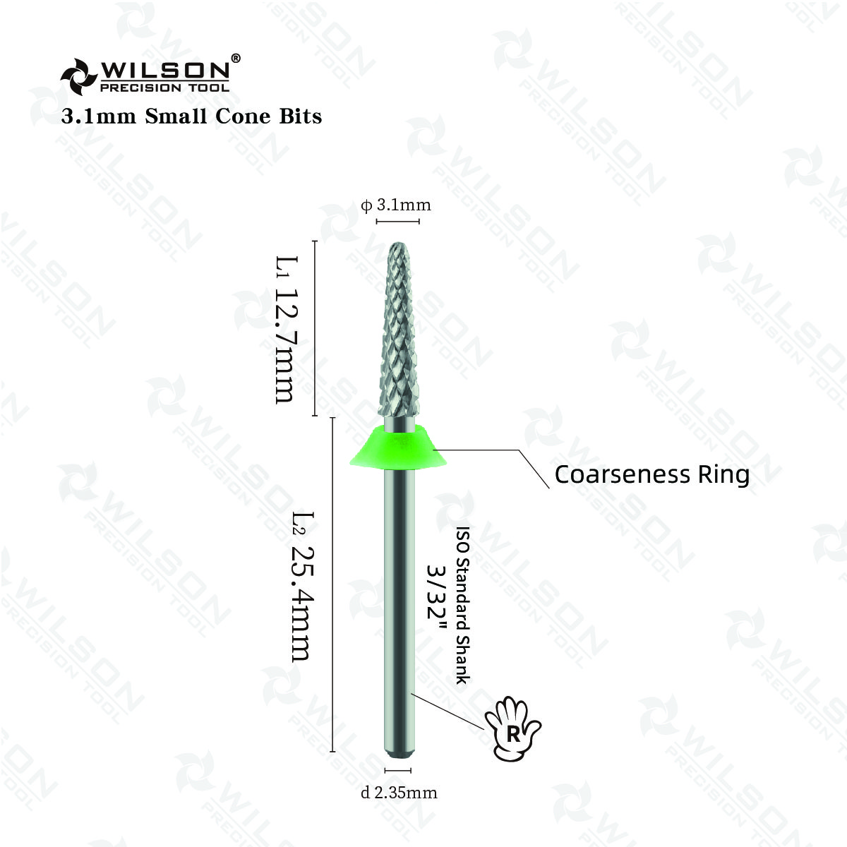 WILSON Small Cone Bits Well Sun Portable Nail Bur Professional Manicure Tools all in 1 Carbide nail bit