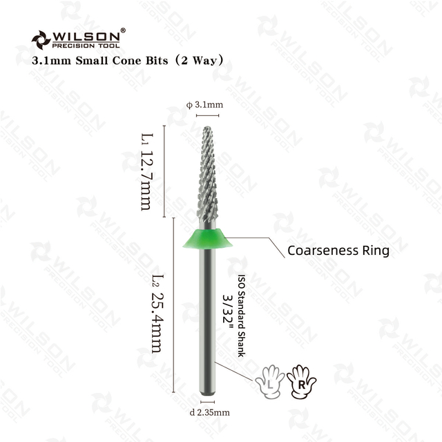 WILSON Small Cone Bits Well Sun Portable Nail Bur Professional Manicure Tools all in 1 Carbide nail bit