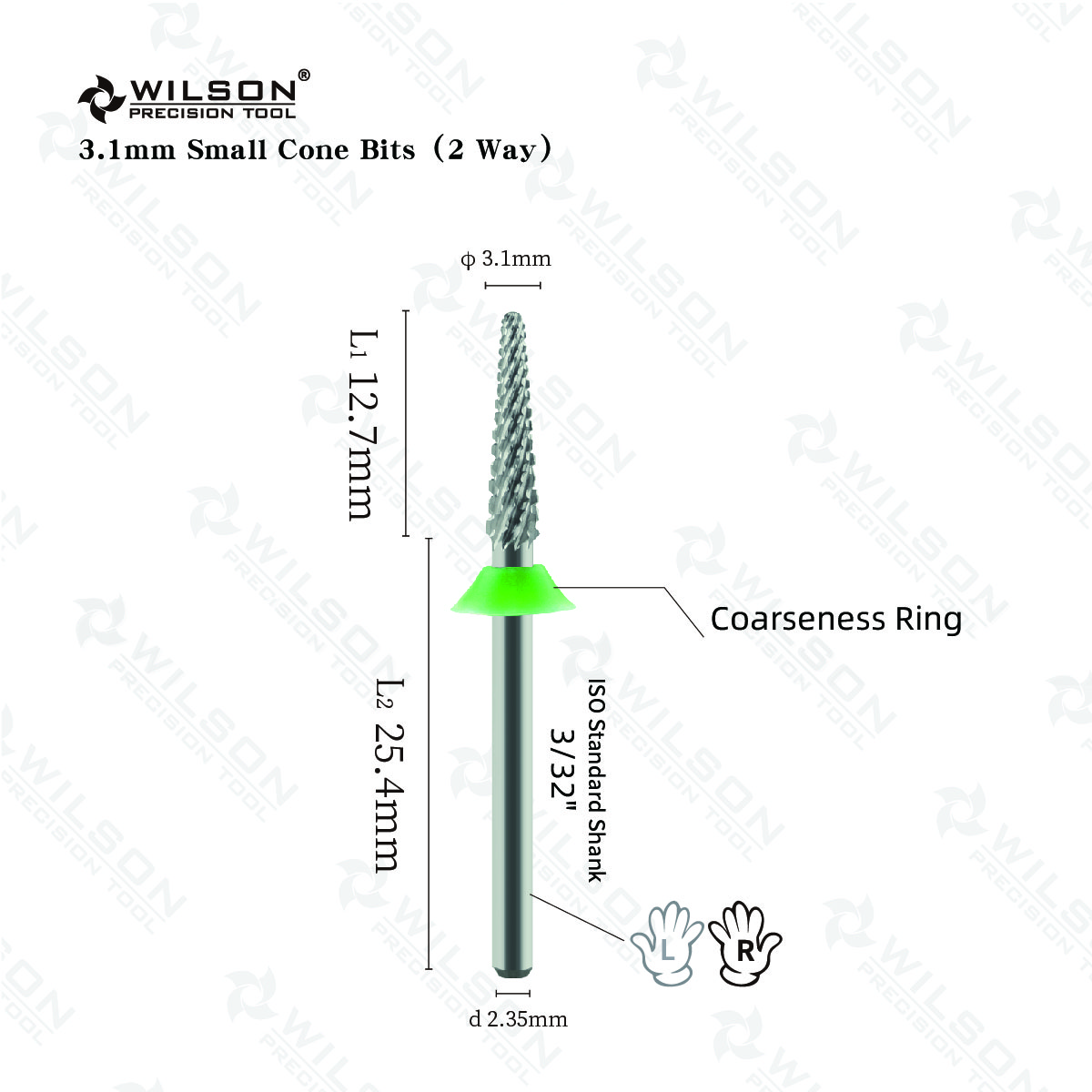 WILSON Small Cone Bits Well Sun Portable Nail Bur Professional Manicure Tools all in 1 Carbide nail bit