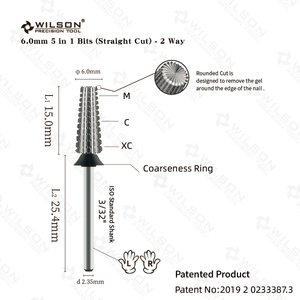WILSON 5 in 1 Straight 2 Way Nail Bur user-friendly Nail Drill Bit Popular Polishing Carbide Nail Bit