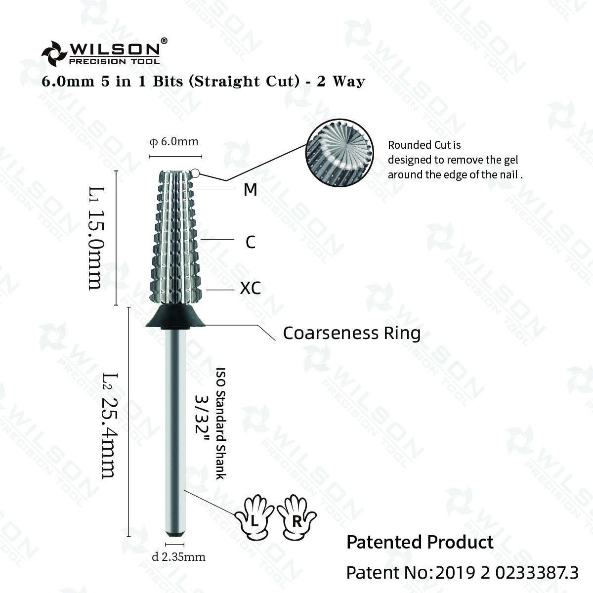 WILSON 5 in 1 Straight 2 Way Nail Bur user-friendly Nail Drill Bit Popular Polishing Carbide Nail Bit