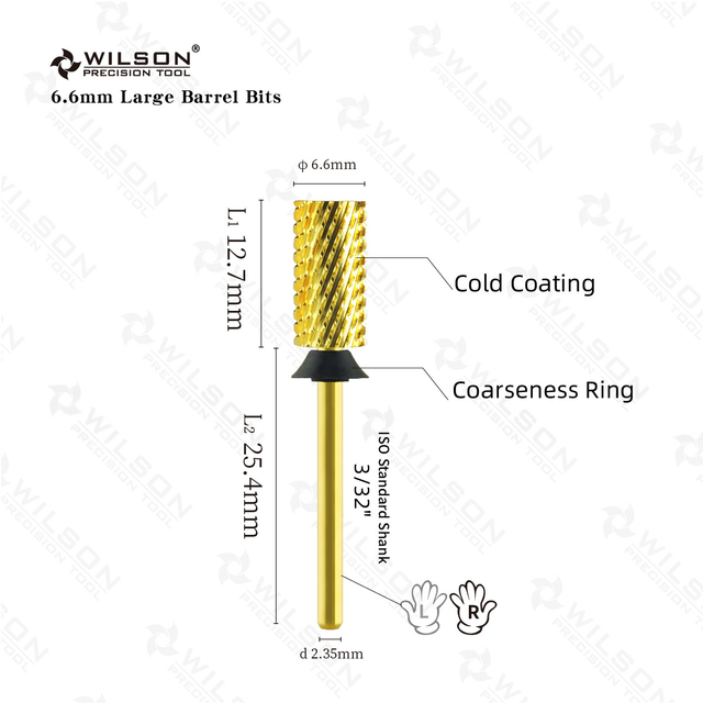 WILSON Large Barrel Bits -nail drill bits For manicure nail accessories Remove gel carbide Manicure tool