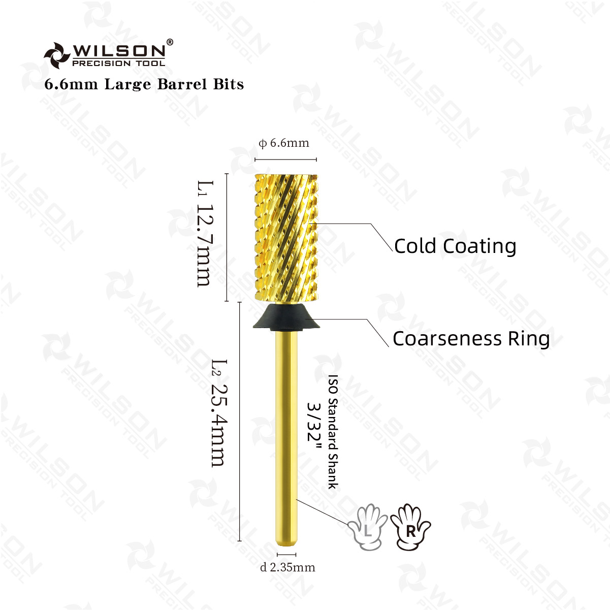 WILSON Large Barrel Bits -nail drill bits For manicure nail accessories Remove gel carbide Manicure tool