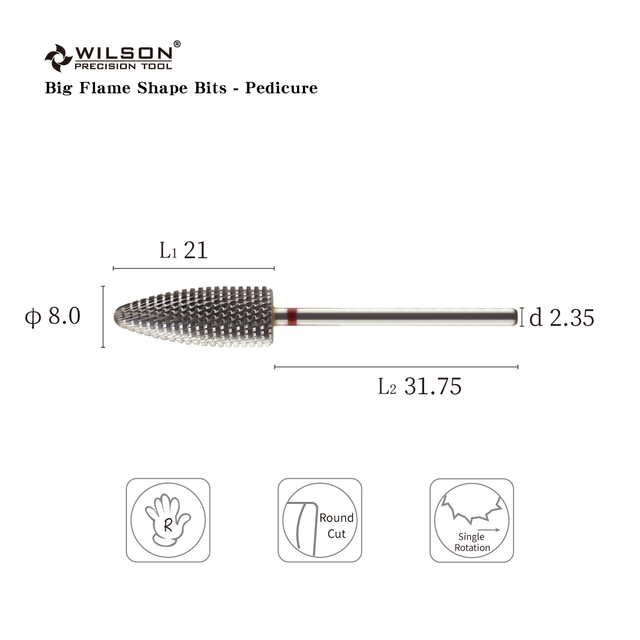 8.0mm Big Flame Shape Bits - Pedicure Manicure Machine nail bit drill Popular Styles ceramic nail drill bit set