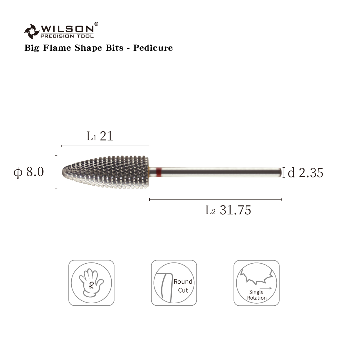 8.0mm Big Flame Shape Bits - Pedicure Manicure Machine nail bit drill Popular Styles ceramic nail drill bit set